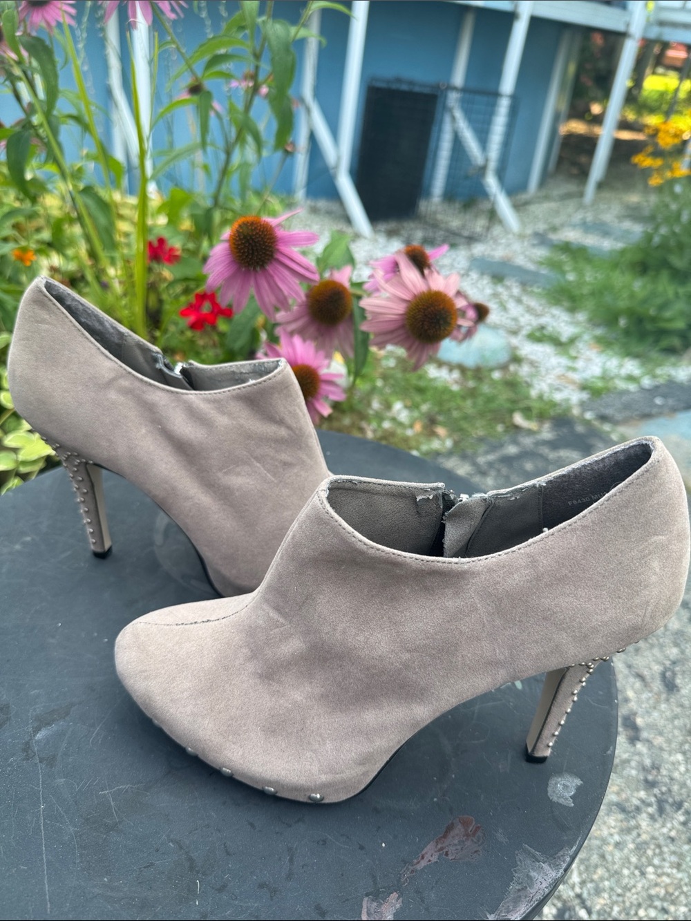 Women's Taupe Suede High-Heel Booties